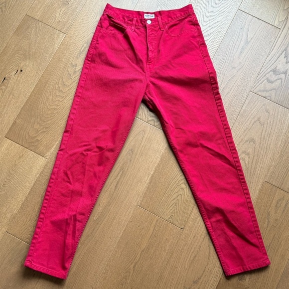 GUESS VINTAGE 90s Straight Leg Red Denim -  Vintage Size‎ 31 (Current 28) - EUC - Picture 2 of 8